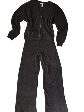 Victoria's Secret Black Knit Wide-Leg Pants & Cardigan Set